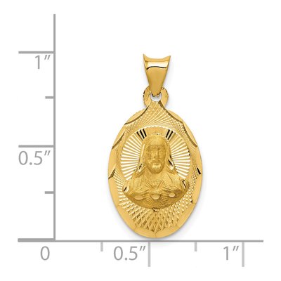 14K Yellow Gold Sagrado Corazon Oval Pendant – view 4