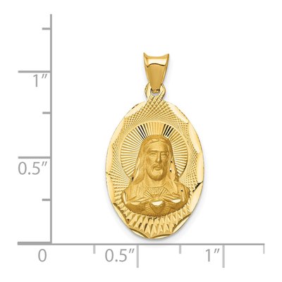 14K Yellow Gold Sagrado Corazon Oval Pendant – view 4