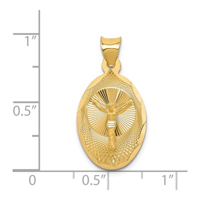 14K Yellow Gold Diamond-Cut Corpus Oval Pendant – view 5