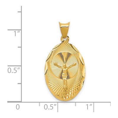 14K Yellow Gold Diamond-Cut Oval Pendant – view 4