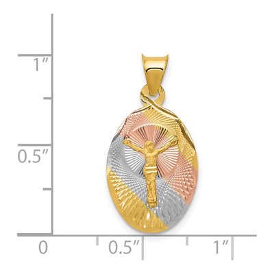 14K Yellow Gold Diamond-Cut Corpus Oval Pendant – view 4