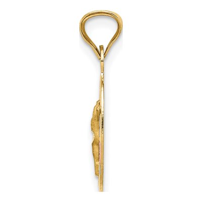 14K Yellow Gold Diamond-Cut Corpus Oval Pendant – view 3
