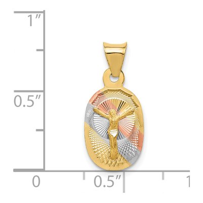 14K Yellow Gold Diamond-Cut Corpus Oval Pendant – view 5