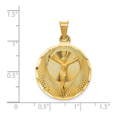 14K Yellow Gold Diamond-Cut Circle Pendant – view 4