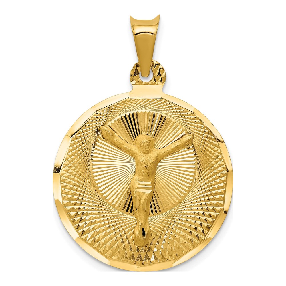 14K Yellow Gold Diamond-Cut Circle Pendant