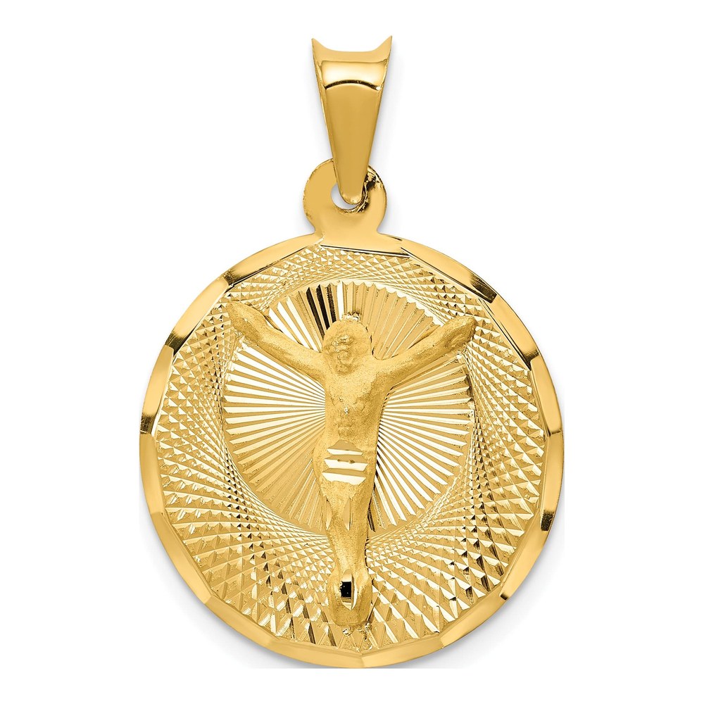 14K Yellow Gold Diamond-Cut Circle Pendant