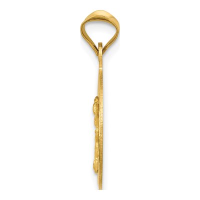 14K Yellow Gold Diamond-Cut Circle Pendant – view 3