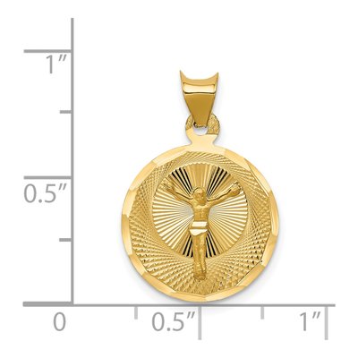 14K Yellow Gold Diamond-Cut Circle Pendant – view 4
