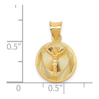 14K Yellow Gold Diamond-Cut Circle Pendant – view 4