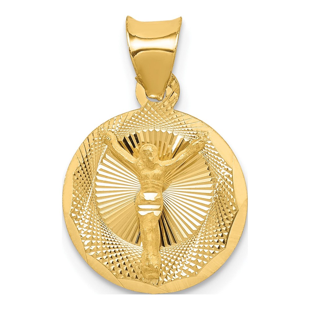 14K Yellow Gold Diamond-Cut Circle Pendant