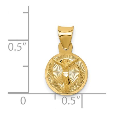 14K Yellow Gold Diamond-Cut Circle Pendant – view 5