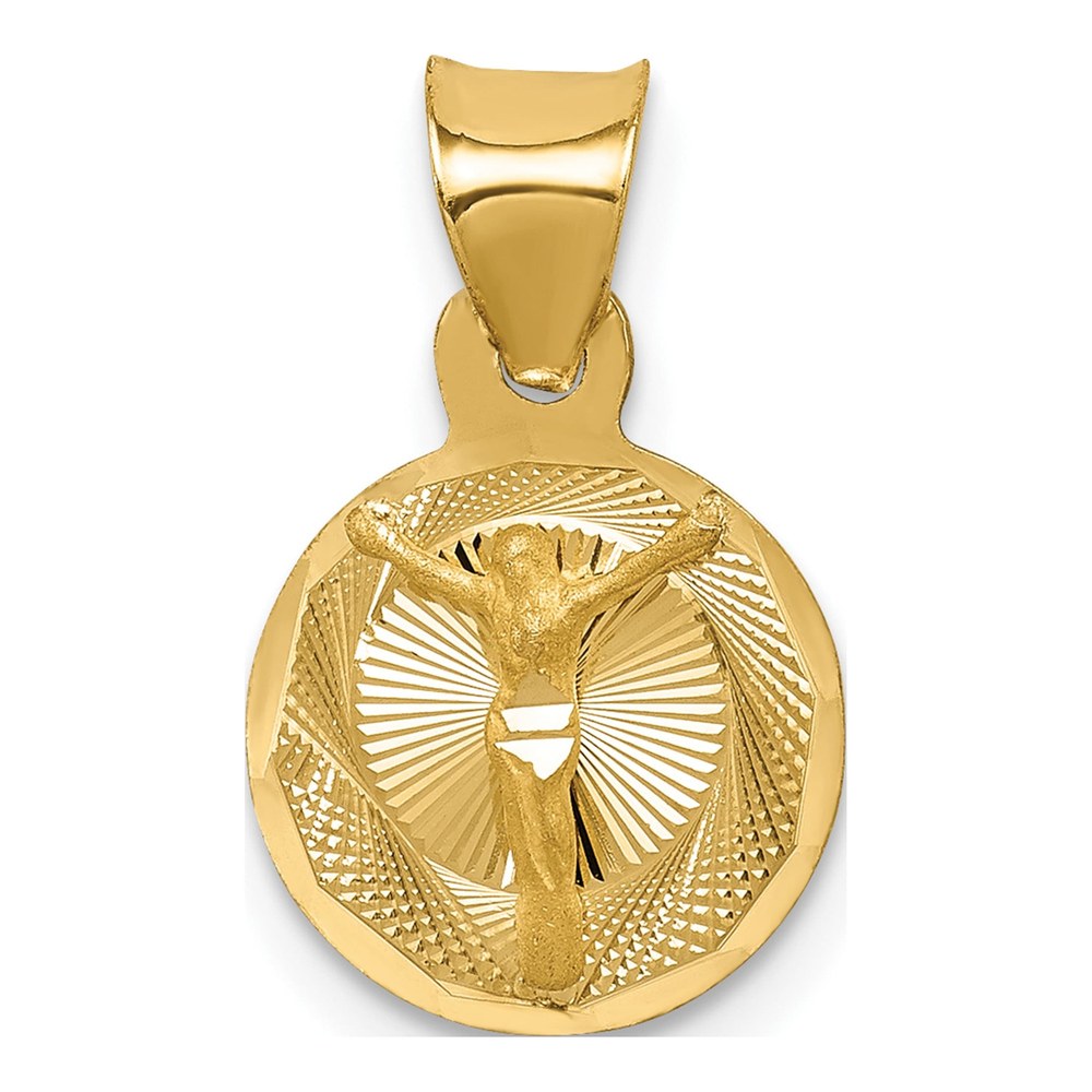 14K Yellow Gold Diamond-Cut Circle Pendant