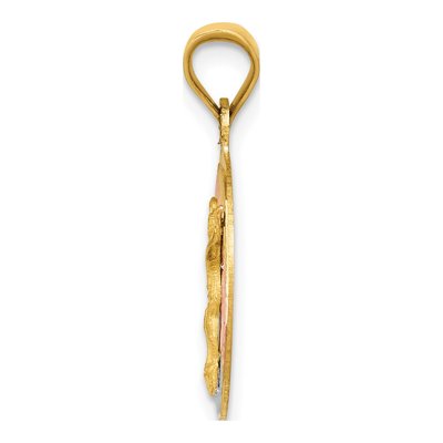 14K Yellow Gold Diamond-Cut Corpus Circle Pendant – view 3