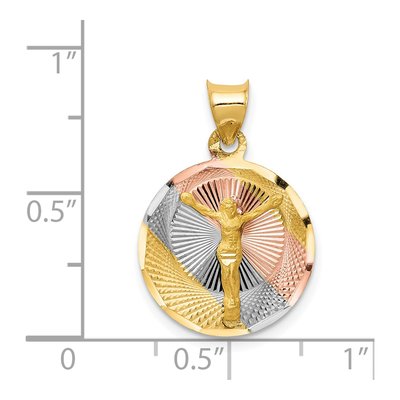 14K Yellow Gold Diamond-Cut Corpus Circle Pendant – view 4