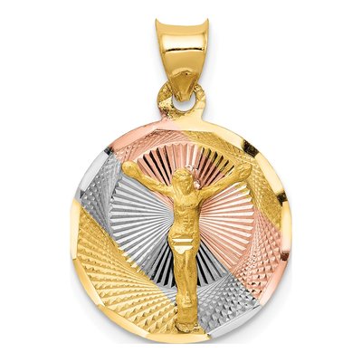 14K Yellow Gold Diamond-Cut Corpus Circle Pendant