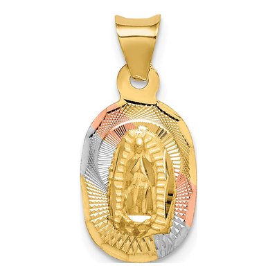 14K Yellow Gold Our of Guadalupe Oval Pendant
