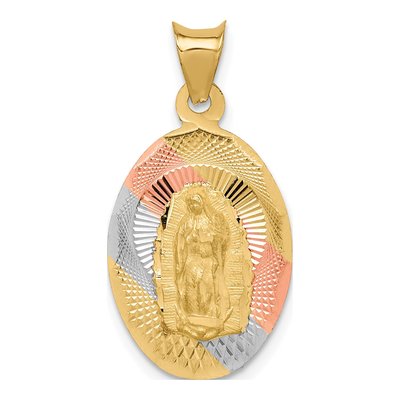 14K Yellow Gold Our of Guadalupe Oval Pendant