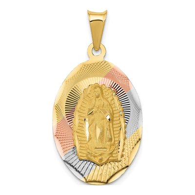 14K Yellow Gold Our of Guadalupe Oval Pendant