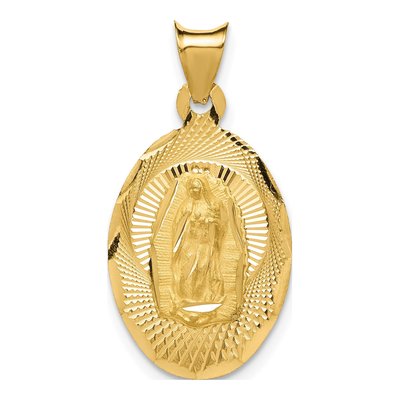 14K Yellow Gold Our of Guadalupe Oval Pendant