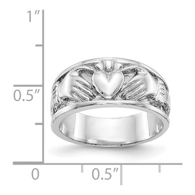 14K White Gold 20mm Claddagh Band – view 4