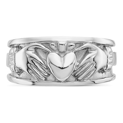 14K White Gold 20mm Claddagh Band – view 6