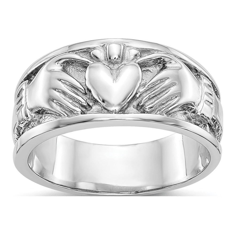 14K White Gold 20mm Claddagh Band