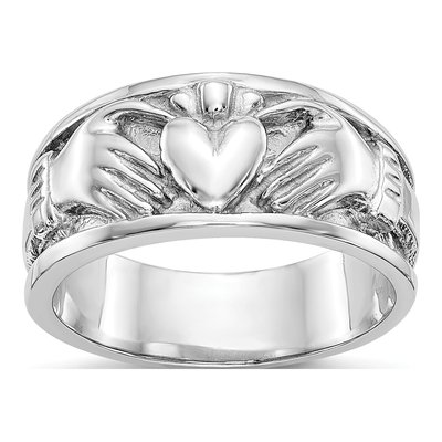14K White Gold 20mm Claddagh Band