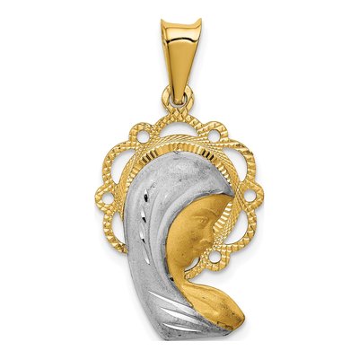 14K Yellow Gold Virgin Mary Pendant