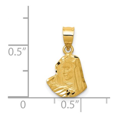 14K Yellow Gold Diamond-Cut Virgin Mary Pendant – view 4
