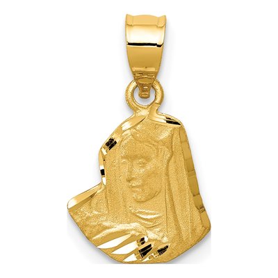 14K Yellow Gold Diamond-Cut Virgin Mary Pendant