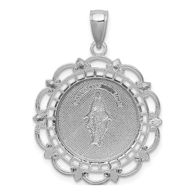 14K White Gold Miraculous Medal Pendant – view 4