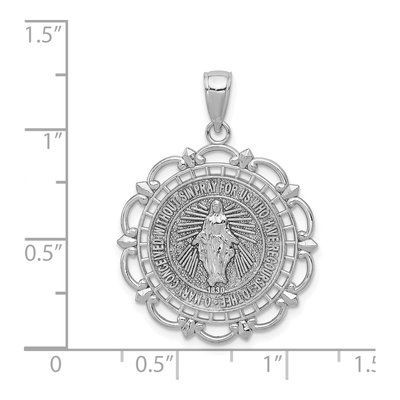 14K White Gold Miraculous Medal Pendant – view 5
