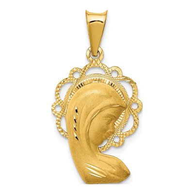 14K Yellow Gold Virgin Mary Pendant