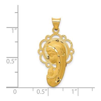 14K Yellow Gold Virgin Mary Scalloped Pendant – view 4