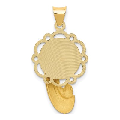 14K Yellow Gold Virgin Mary Scalloped Pendant – view 5