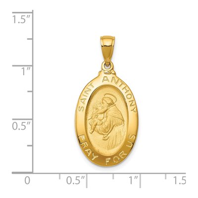 14K Yellow Gold Saint Anthony Oval Medal Pendant – view 4