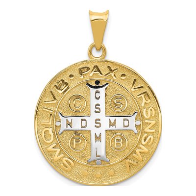 14K Yellow Gold St Benedict Medal Pendant – view 4