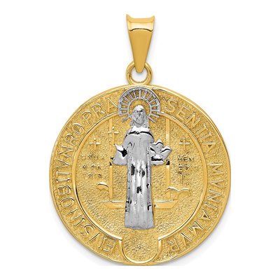 14K Yellow Gold St Benedict Medal Pendant