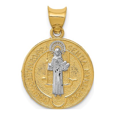 14K Yellow Gold St Benedict Medal Pendant
