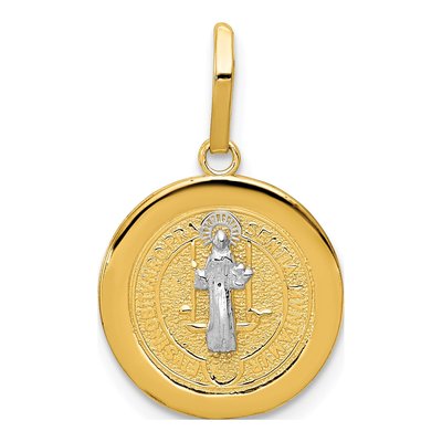 14K Yellow Gold St Benedict Medal Pendant