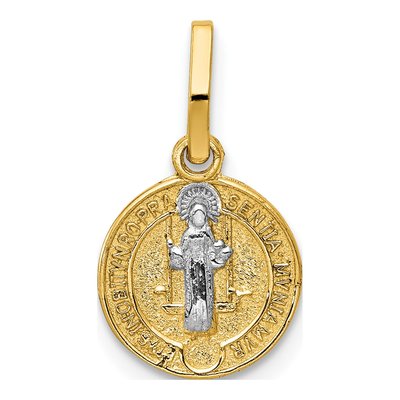 14K Yellow Gold St Benedict Medal Pendant