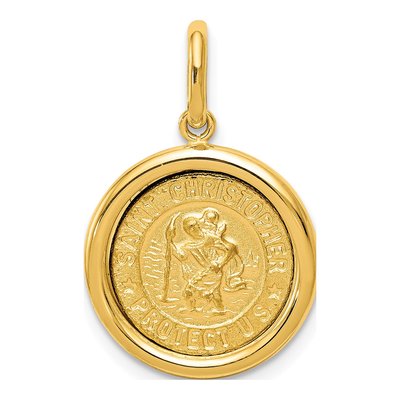 14K Yellow Gold St Christopher Medal Pendant