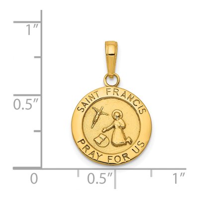 14K Yellow Gold Saint Francis Medal Pendant – view 5