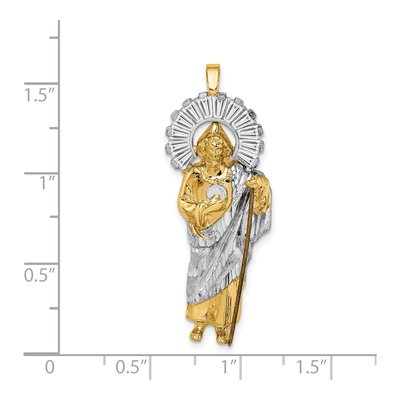 14K Yellow Gold CZ St Jude Thaddeus Medal Pendant – view 4