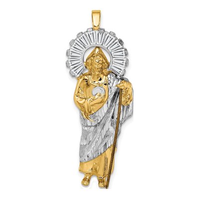 14K Yellow Gold CZ St Jude Thaddeus Medal Pendant