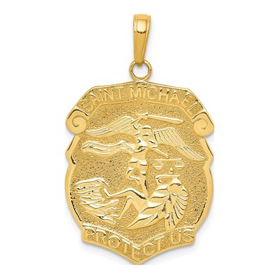 14K Yellow Gold Saint Michael Medal Pendant