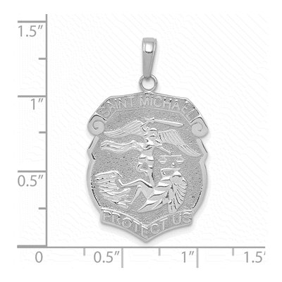 14K White Gold Saint Michael Medal Pendant – view 3