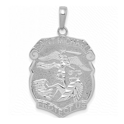 14K White Gold Saint Michael Medal Pendant