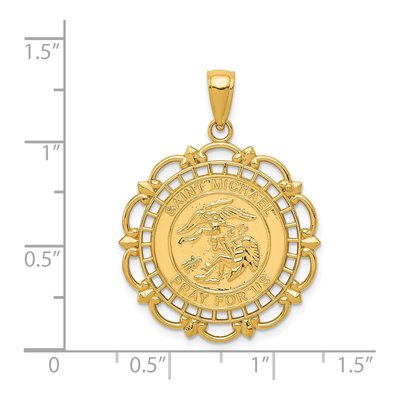 14K Yellow Gold St Michael Medal Pendant – view 4