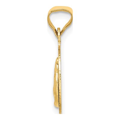 14K Yellow Gold Diamond-Cut Baptism Round Pendant – view 3